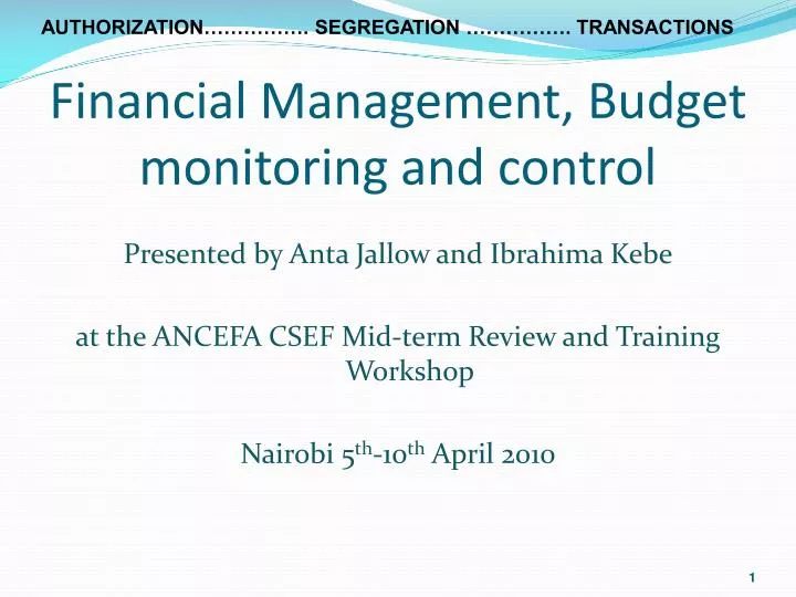 financial management budget monitoring and control