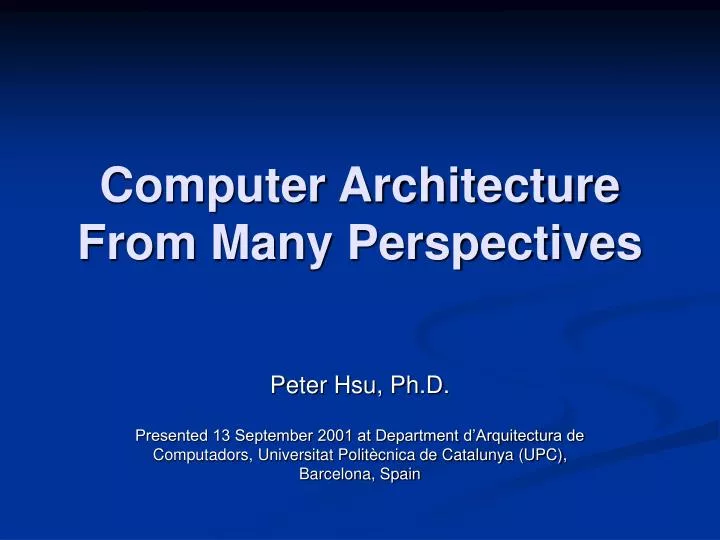 computer architecture from many perspectives