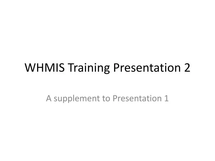 whmis training presentation 2
