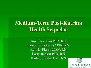 Medium-Term Post-Katrina Health Sequelae