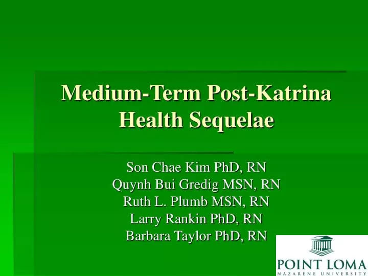 medium term post katrina health sequelae