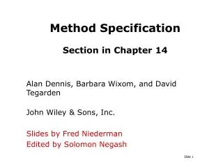 Method Specification Section in Chapter 14