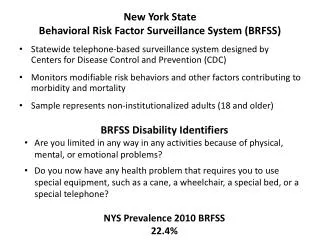 New York State Behavioral Risk Factor Surveillance System (BRFSS)