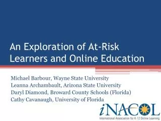 An Exploration of At-Risk Learners and Online Education