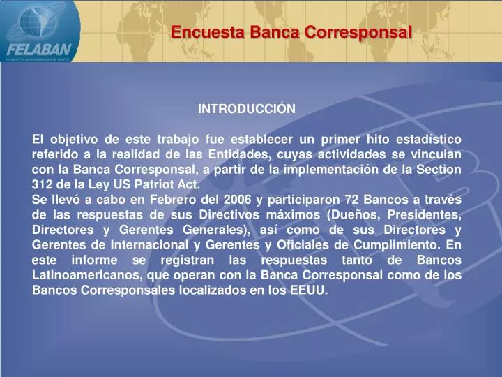 encuesta banca corresponsal