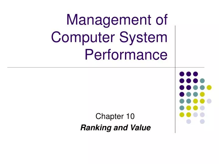 management of computer system performance
