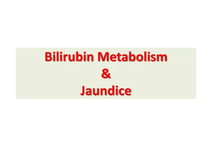 bilirubin metabolism jaundice