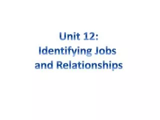 Unit 12: Identifying Jobs and Relationships