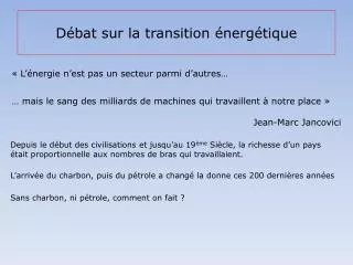 d bat sur la transition nerg tique