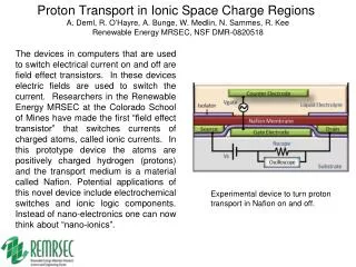 Experimental device to turn proton transport in Nafion on and off.