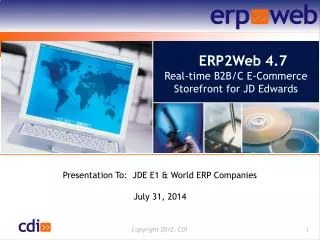 ERP2Web 4.7 Real-time B2B/C E-Commerce Storefront for JD Edwards