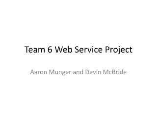 Team 6 Web Service Project