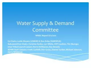 Water Supply &amp; Demand Committee