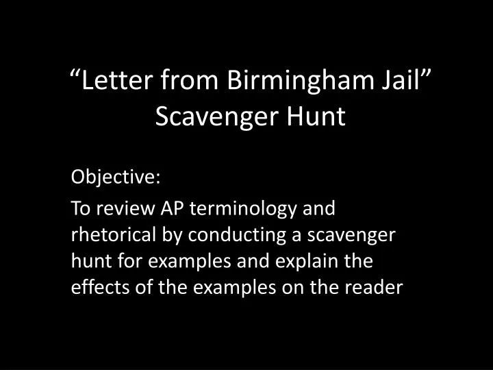 letter from birmingham jail scavenger hunt