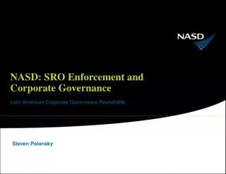 NASD: SRO Enforcement and Corporate Governance