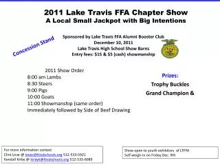 2011 Lake Travis FFA Chapter Show A Local Small Jackpot with Big Intentions