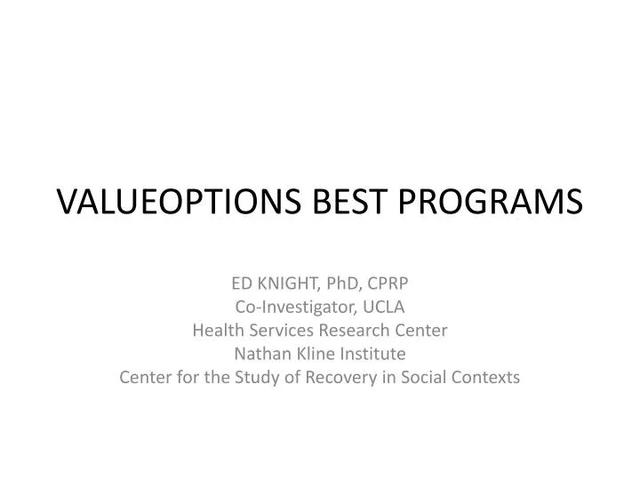 valueoptions best programs