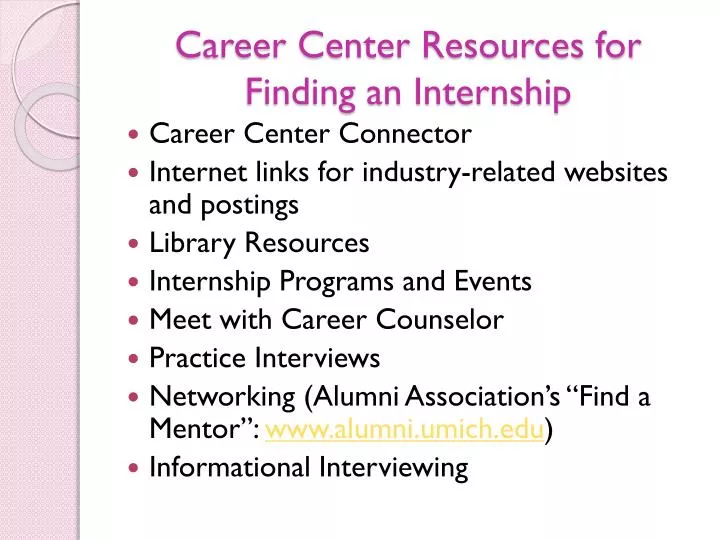 career center resources for finding an internship