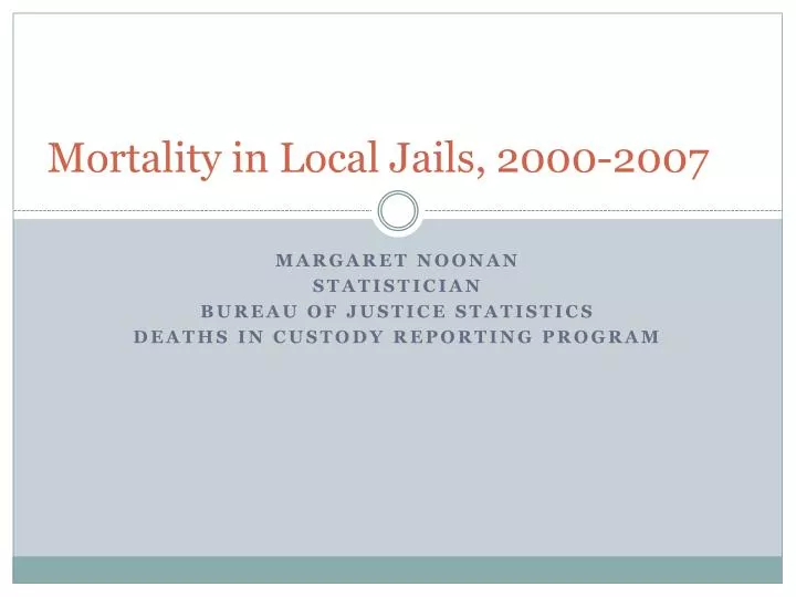 mortality in local jails 2000 2007