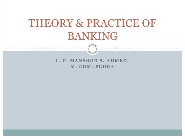 theory practice of banking