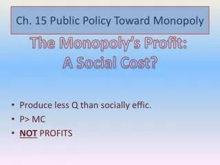 Ch. 15 Public Policy Toward Monopoly