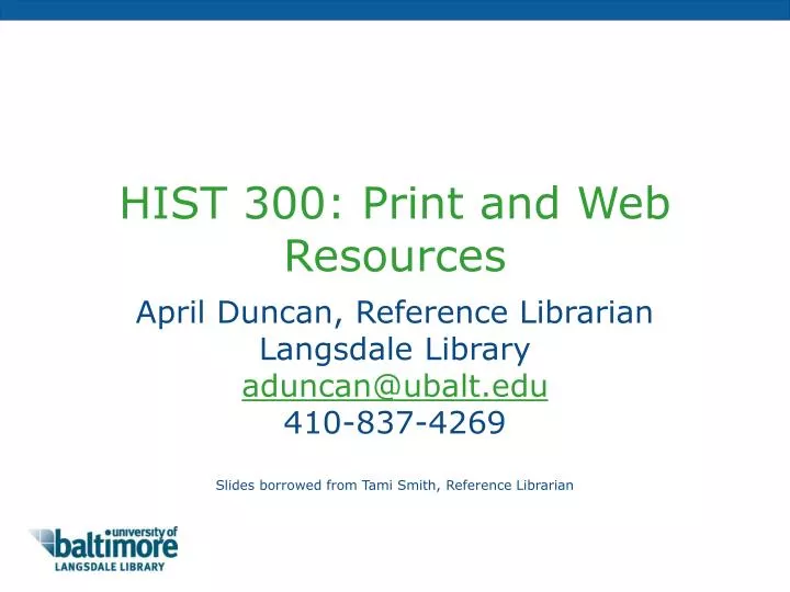 hist 300 print and web resources