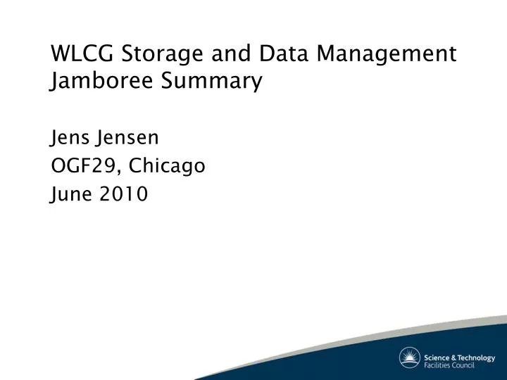 wlcg storage and data management jamboree summary