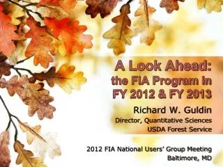 A Look Ahead: the FIA Program in FY 2012 &amp; FY 2013