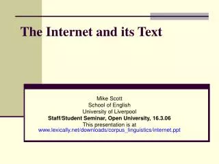 The Internet and its Text