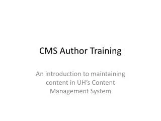CMS Author Training