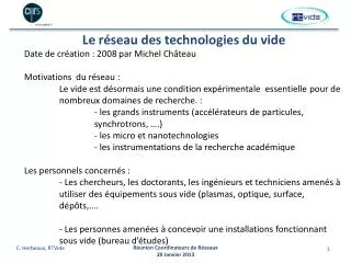 le r seau des technologies du vide