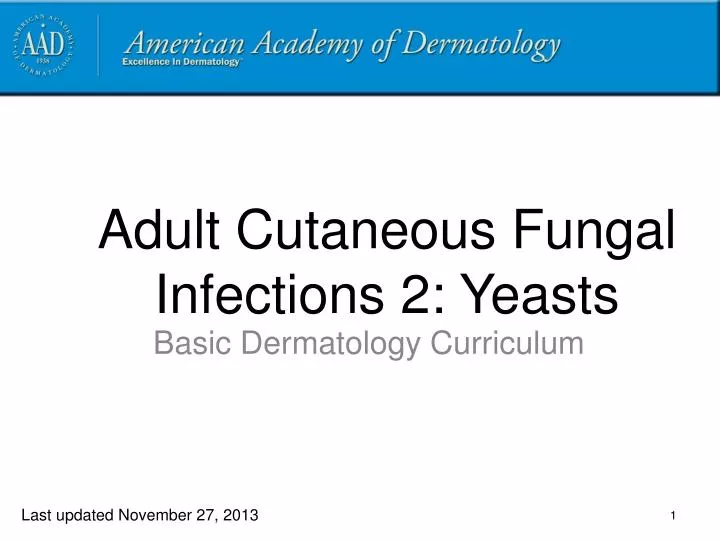 adult cutaneous fungal infections 2 yeasts