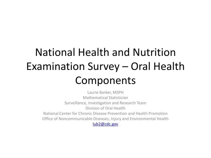 national health and nutrition examination survey oral health components