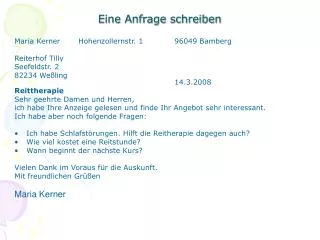 eine anfrage schreiben