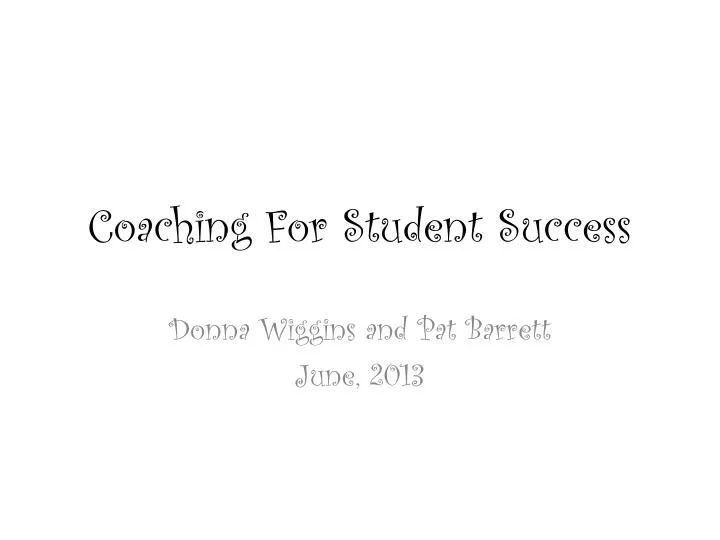 coaching for student success