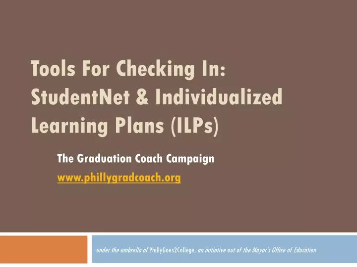 tools for checking in studentnet individualized learning plans ilps