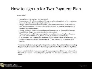 How to sign up for Two-Payment Plan