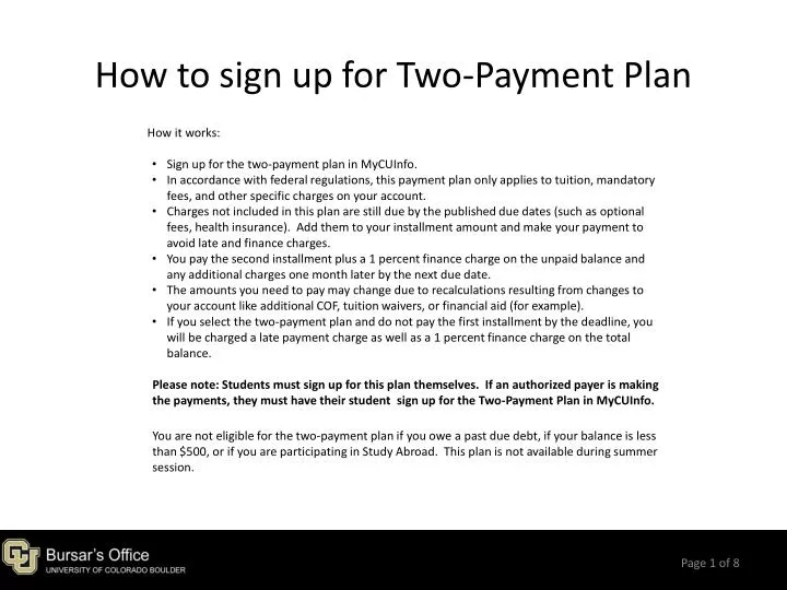 how to sign up for two payment plan