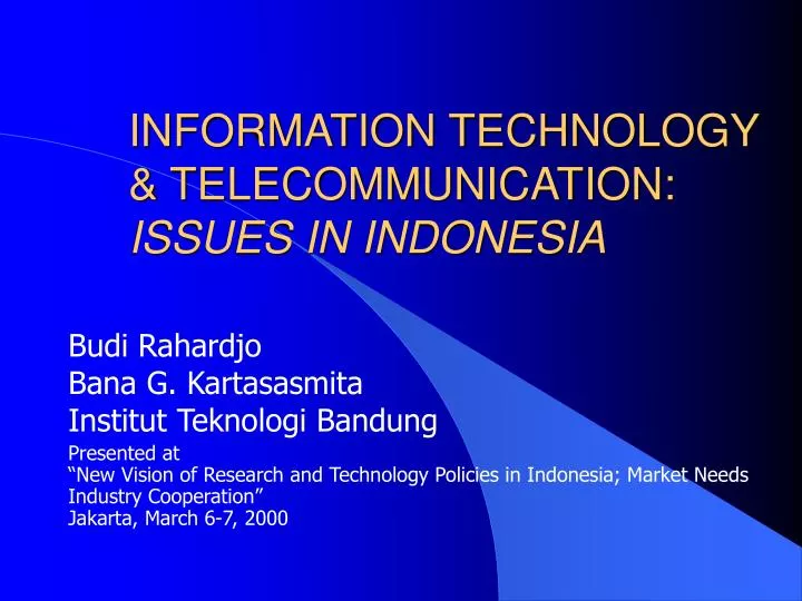 information technology telecommunication issues in indonesia