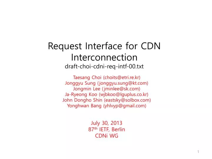 request interface for cdn interconnection draft choi cdni req intf 00 txt
