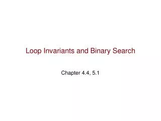 loop invariants and binary search