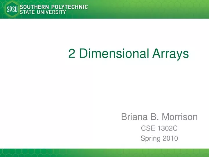 2 dimensional arrays