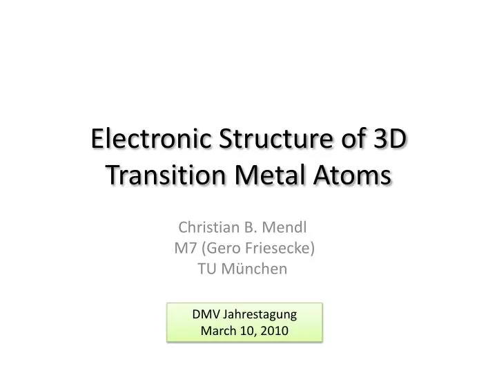 electronic structure of 3d transition metal atoms