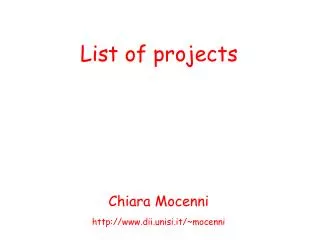 List of projects