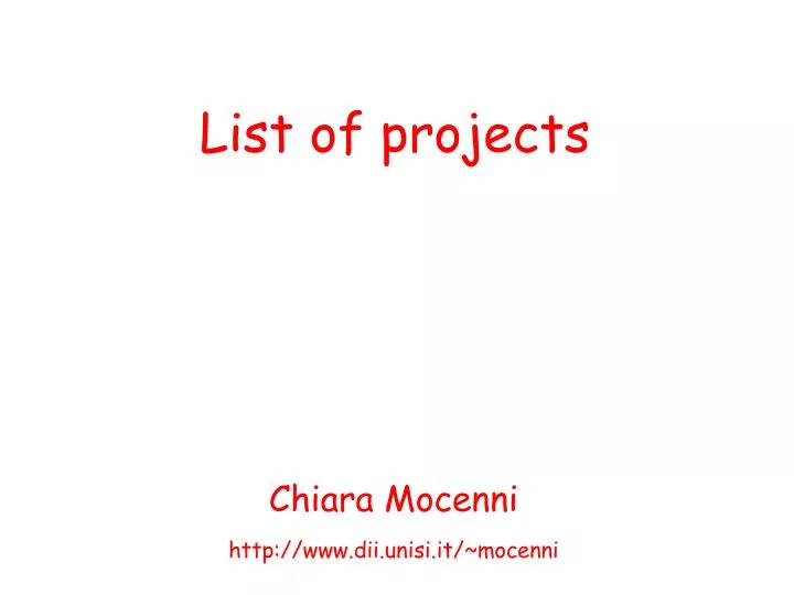 list of projects