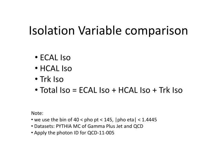 isolation variable comparison