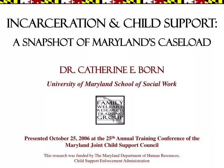 incarceration child support a snapshot of maryland s caseload