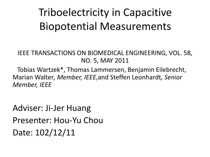 triboelectricity in capacitive biopotential measurements