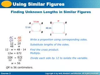 Finding Unknown Lengths in Similar Figures