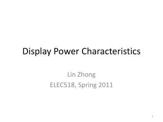 Display Power Characteristics